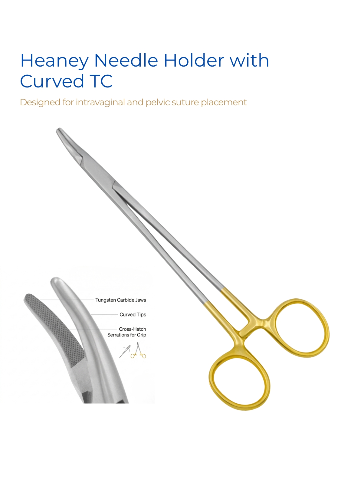 Heaney Needle Holder Tungsten Carbide Curved